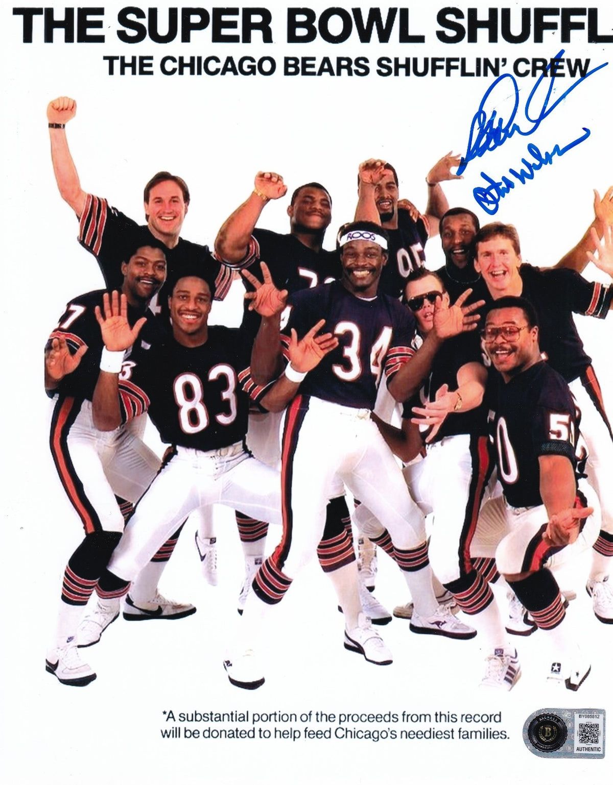 RICHARD DENT & OTIS WILSON signed (CHICAGO BEARS) football 8X10 BECKETT BY085812
