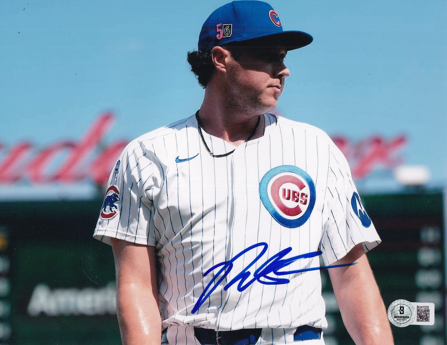 NATE PEARSON signed (CHICAGO CUBS) baseball 8X10 photo BECKETT BAS BU41029