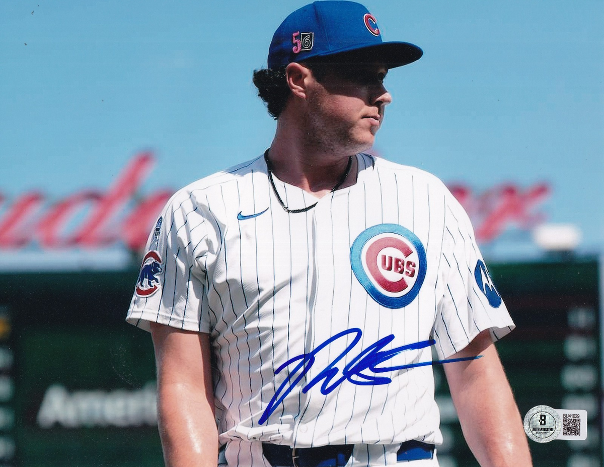 NATE PEARSON signed (CHICAGO CUBS) baseball 8X10 photo BECKETT BAS BU41029