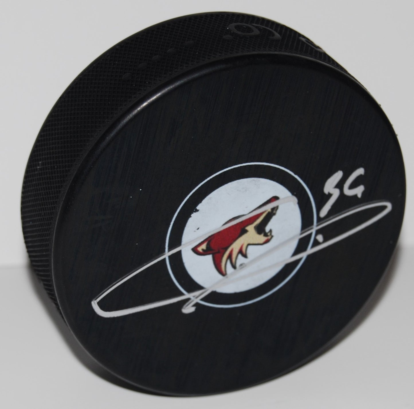 CHRISTIAN FISCHER signed (PHOENIX COYOTES) souvenir logo hockey puck W/COA #1