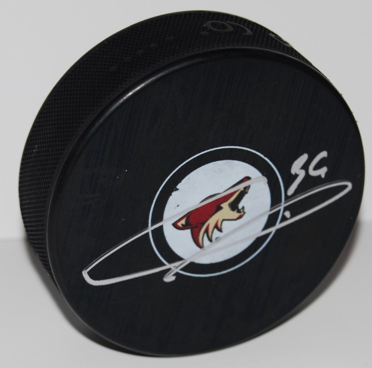 CHRISTIAN FISCHER signed (PHOENIX COYOTES) souvenir logo hockey puck W/COA #1