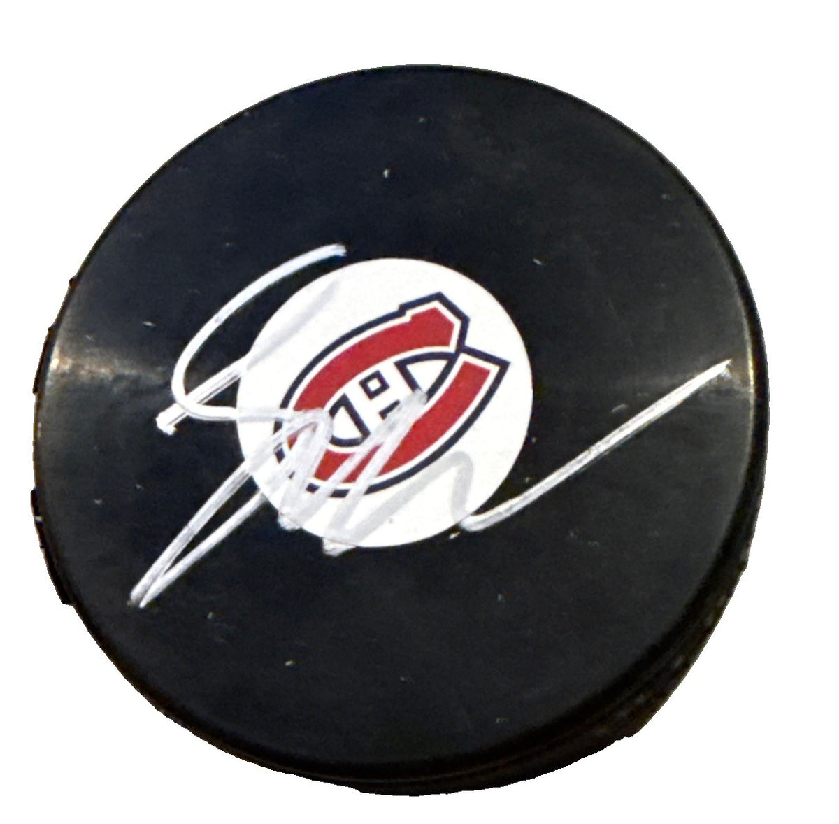 LANE HUTSON signed (MONTREAL CANADIENS) souvenir hockey puck JSA COA CL00126