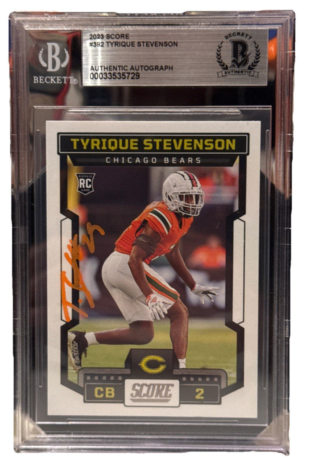 Tyrique Stevenson signed Chicago Bears 2023 Score RC Card Beckett 00033535729