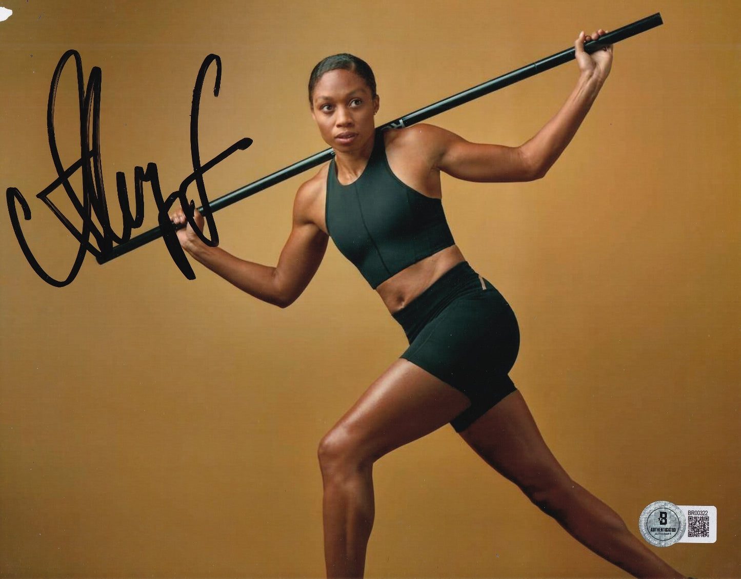 ALLYSON FELIX signed (OLYMPICS) TRACK & FIELD 8X10 photo USA BECKETT BR00322