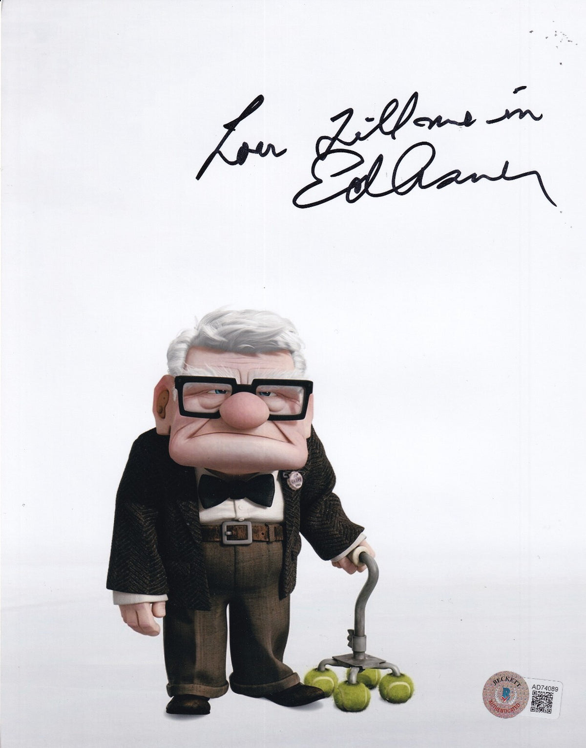 EDWARD ASNER signed (UP) Carl Fredricksen Movie 8X10 photo BECKETT BAS AD74089