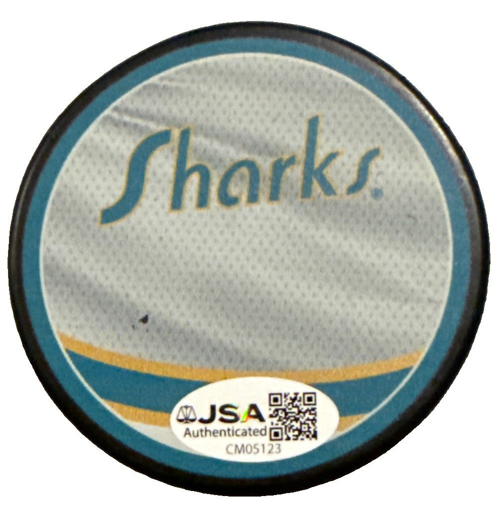 CAM LUND signed (SAN JOSE SHARKS) Reverse Retro Hockey puck JSA COA CM05123