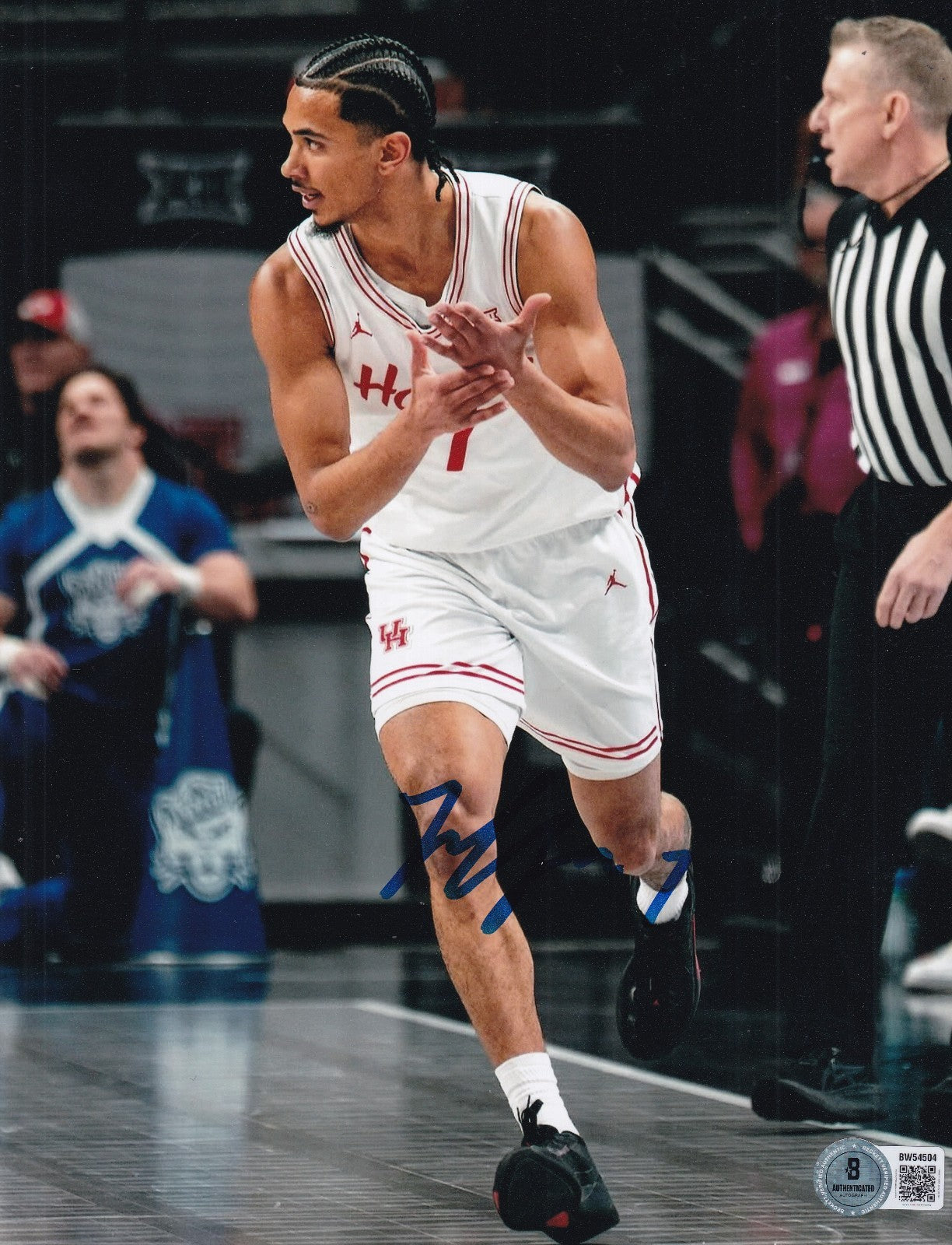 MILOS UZAN signed (HOUSTON COUGARS) basketball 8X10 photo BECKETT BAS BW54504
