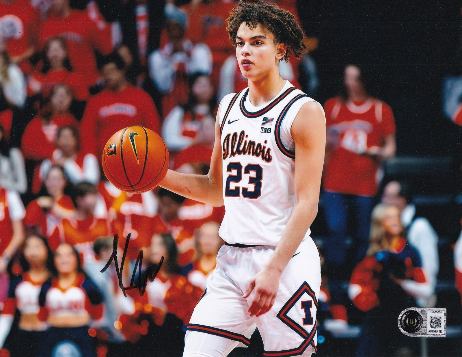 KEATON WAGLER signed (ILLINOIS FIGHTING ILLLINI basketball 8X10 BECKETT BY085660
