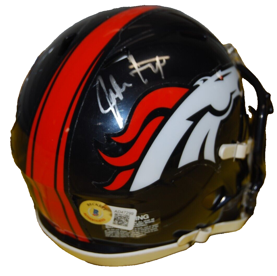 JOHN FOX signed (DENVER BRONCOS) mini football helmet BECKETT BAS AD47299