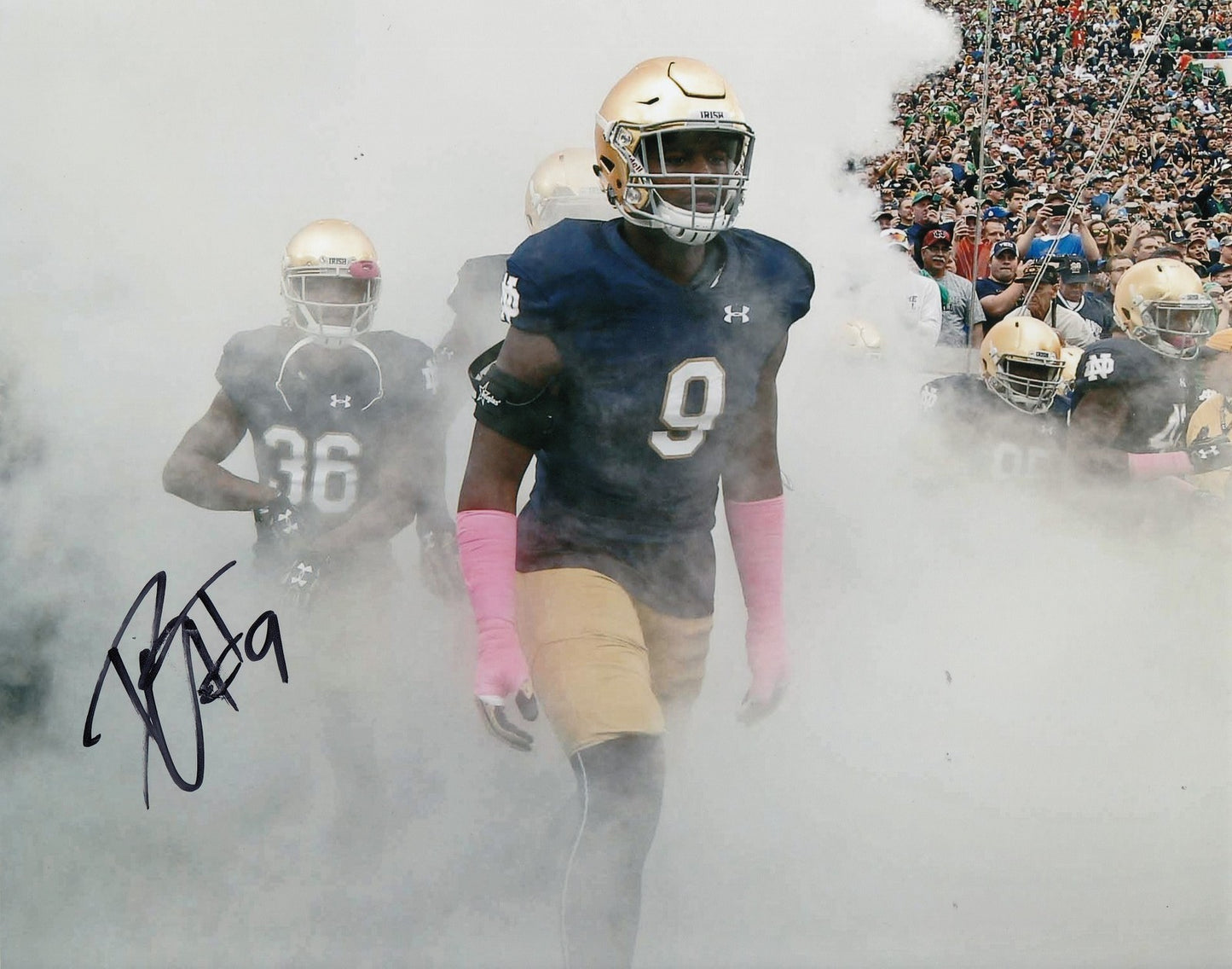 DAELIN HAYES signed (NOTRE DAME FIGHTING IRISH) Football 8X10 photo W/COA #3 C