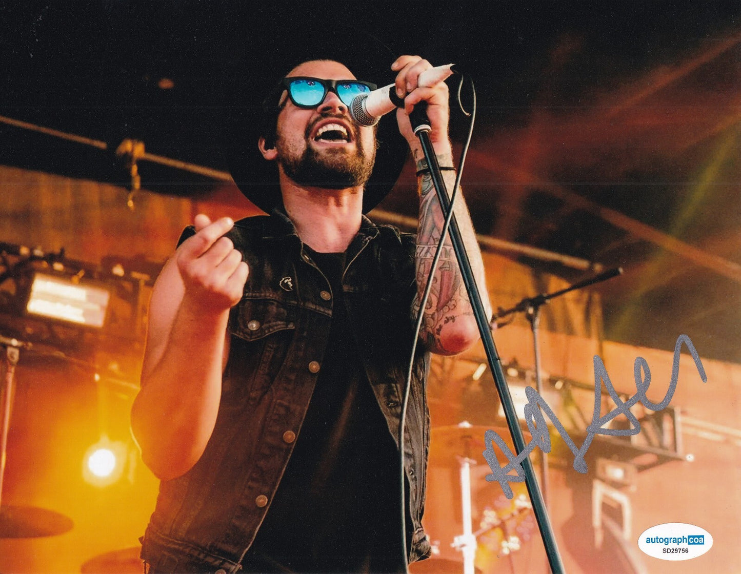 ADAM LAZZARA signed TAKING BACK SUNDAY Lead Music singer 8X10 photo ACOA SD29756