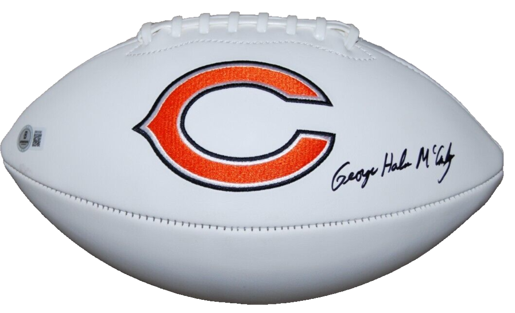 GEORGE HALAS MCCASKEY signed (CHICAGO BEARS) full size football BECKETT BR63090