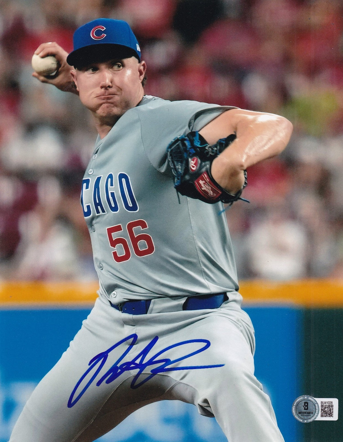 NATE PEARSON signed (CHICAGO CUBS) baseball 8X10 photo BECKETT BAS BU41028