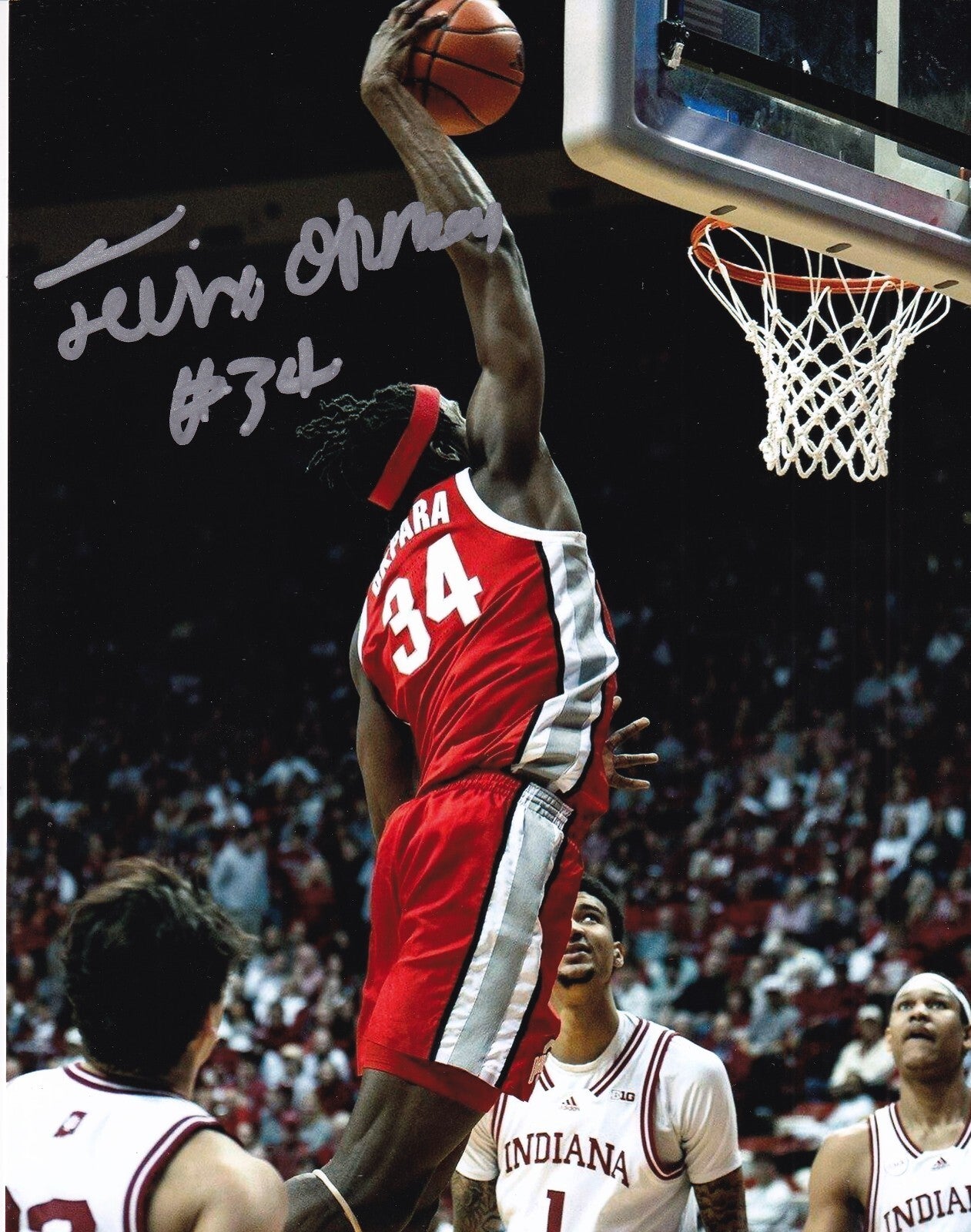 FELIX OKPARA signed (OHIO STATE BUCKEYES) basketball 8X10 photo W/COA #1