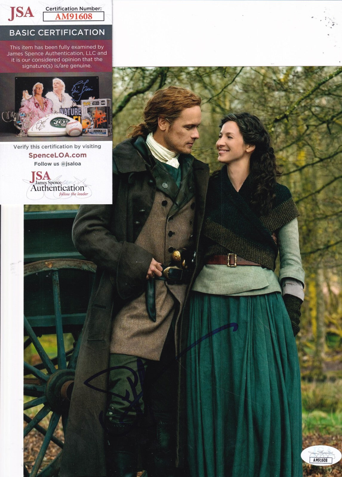 SAM HEUGHAN signed (OUTLANDER) 8X10 Jamie Fraser photo JSA COA AM91608