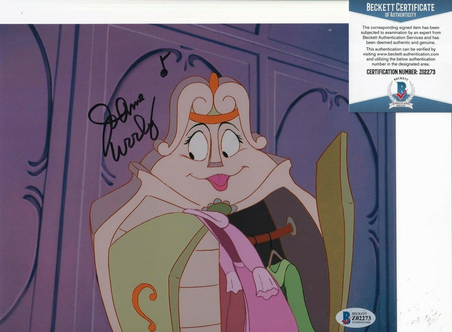 JO ANNE WORLEY signed (BEAUTY AND THE BEAST) Movie 8X10 photo BECKETT BAS Z02273