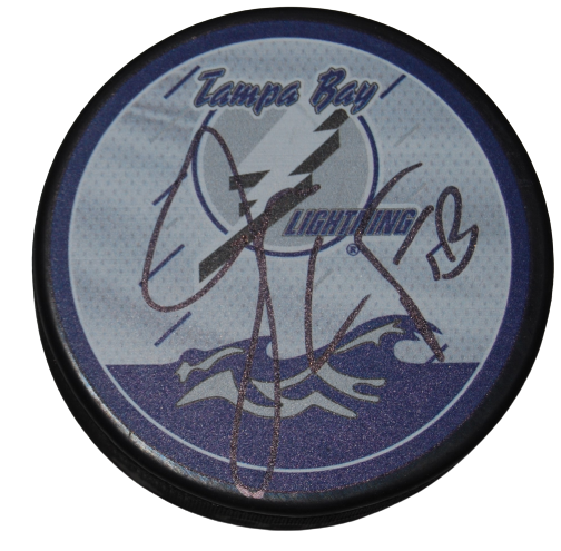JON COOPER signed (TAMPA BAY LIGHTNING) hockey logo puck BECKETT BAS AD27403