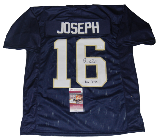 BRANDON JOSEPH signed (NOTRE DAME FIGHTING IRISH) GO IRISH ! custom jersey JSA 