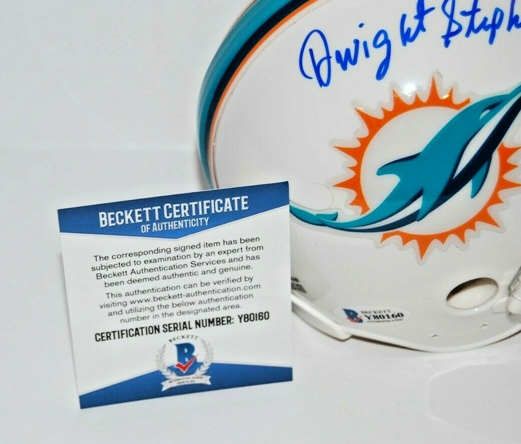 DWIGHT STEPHENSON signed (MIAMI DOLPHINS) mini football helmet BECKETT Y80160