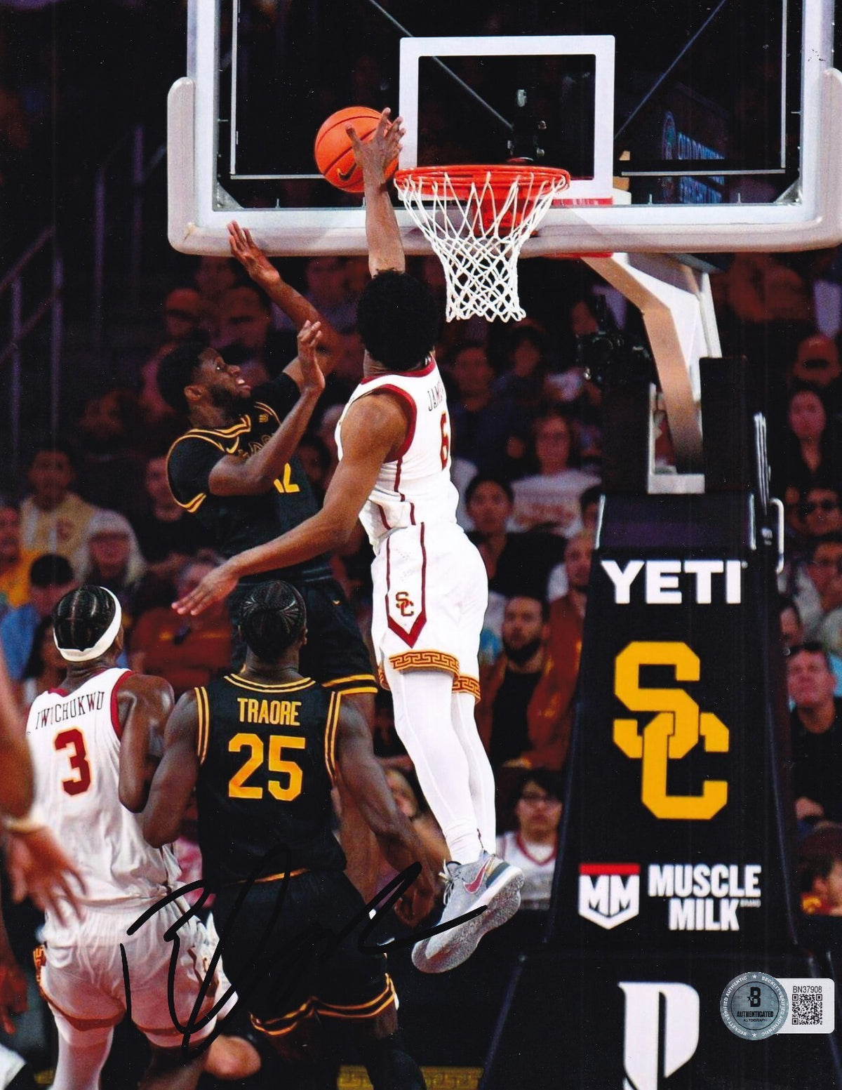 BRONNY JAMES signed (USC TROJANS) Basketball 8X10 photo BECKETT BAS BN37908