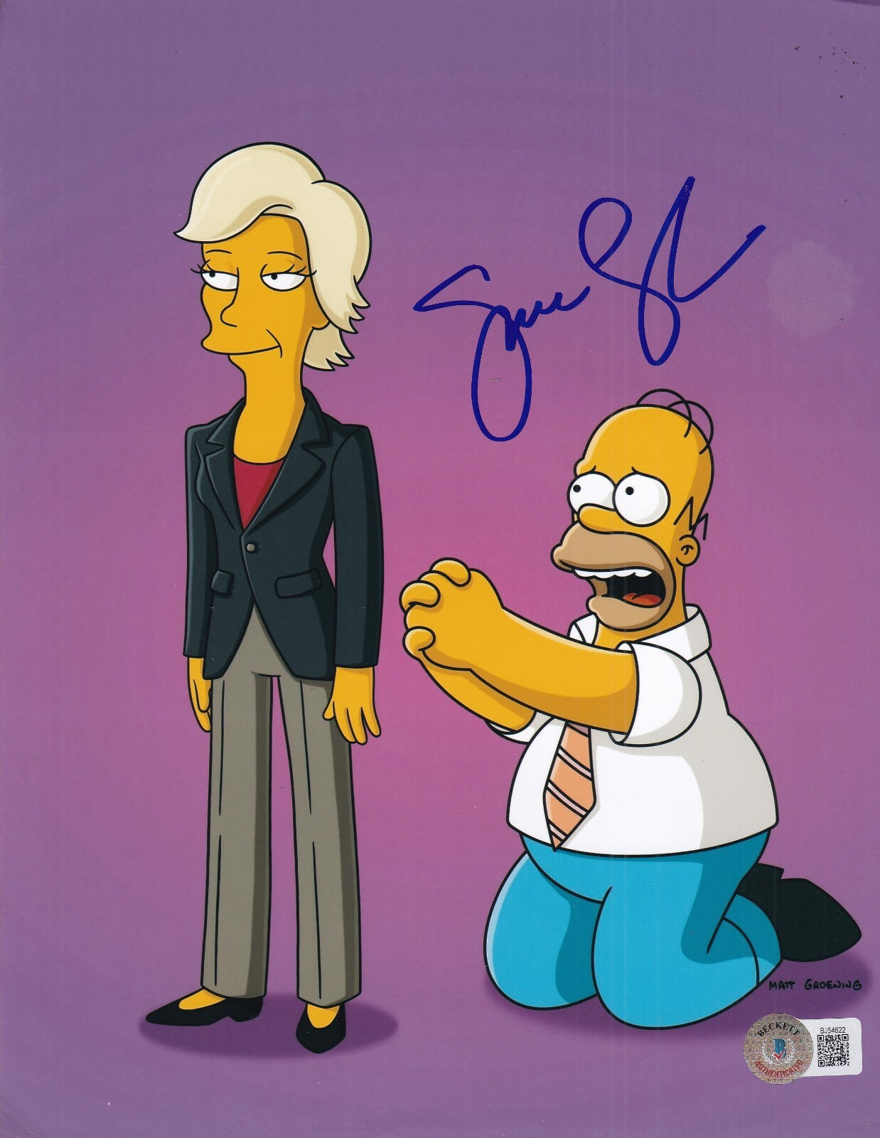 JANE LYNCH signed (GLEE) The Simpsons 8X10 photo BECKETT BAS BJ54622