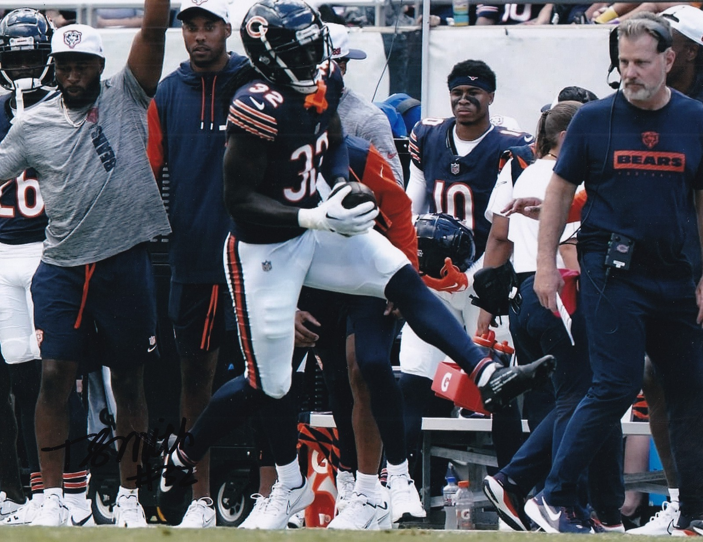 TERELL SMITH signed (2025 CHICAGO BEARS) autograph football 8X10 photo W/COA #1