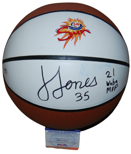 JONQUEL JONES signed (CONNECTICUT SUN) WNBA Logo basketball PSA/DNA AM15223