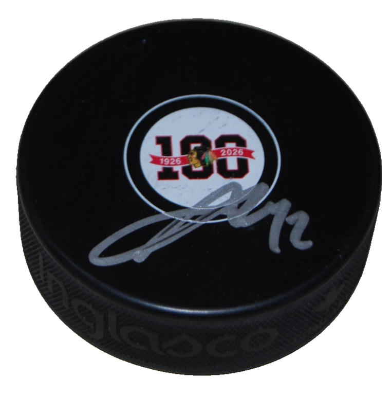 ALEX VLASIC signed (CHICAGO BLACKHAWKS) 100th Anniversary puck BECKETT BV10243