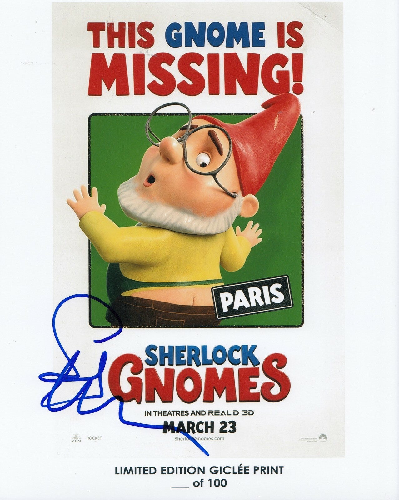 STEPHEN MERCHANT signed (SHERLOCK GNOMES) Movie 8X10 photo *Paris* W/COA #2