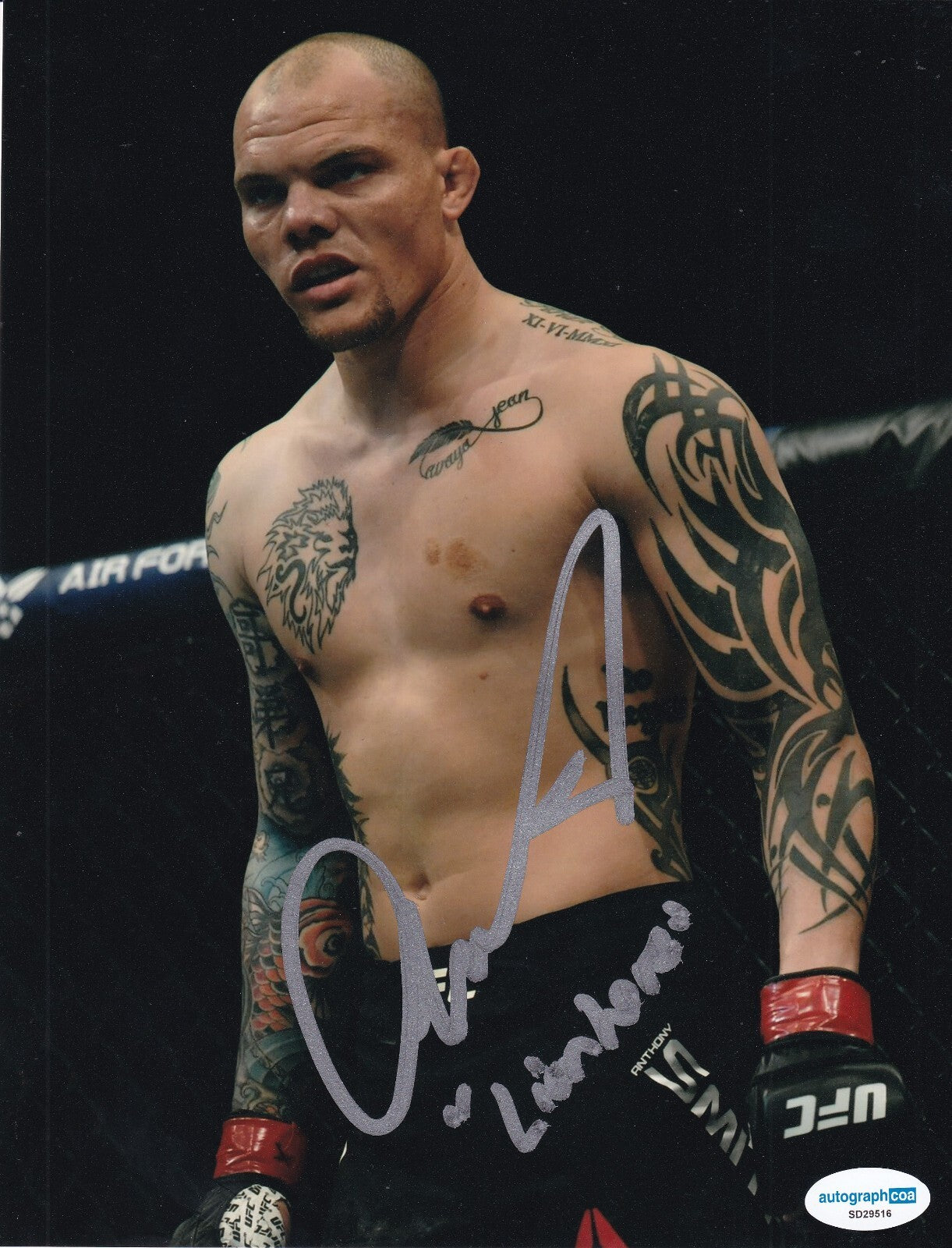 ANTHONY SMITH signed (UFC FIGHTING) Lion Heart 8X10 photo ACOA SD29516