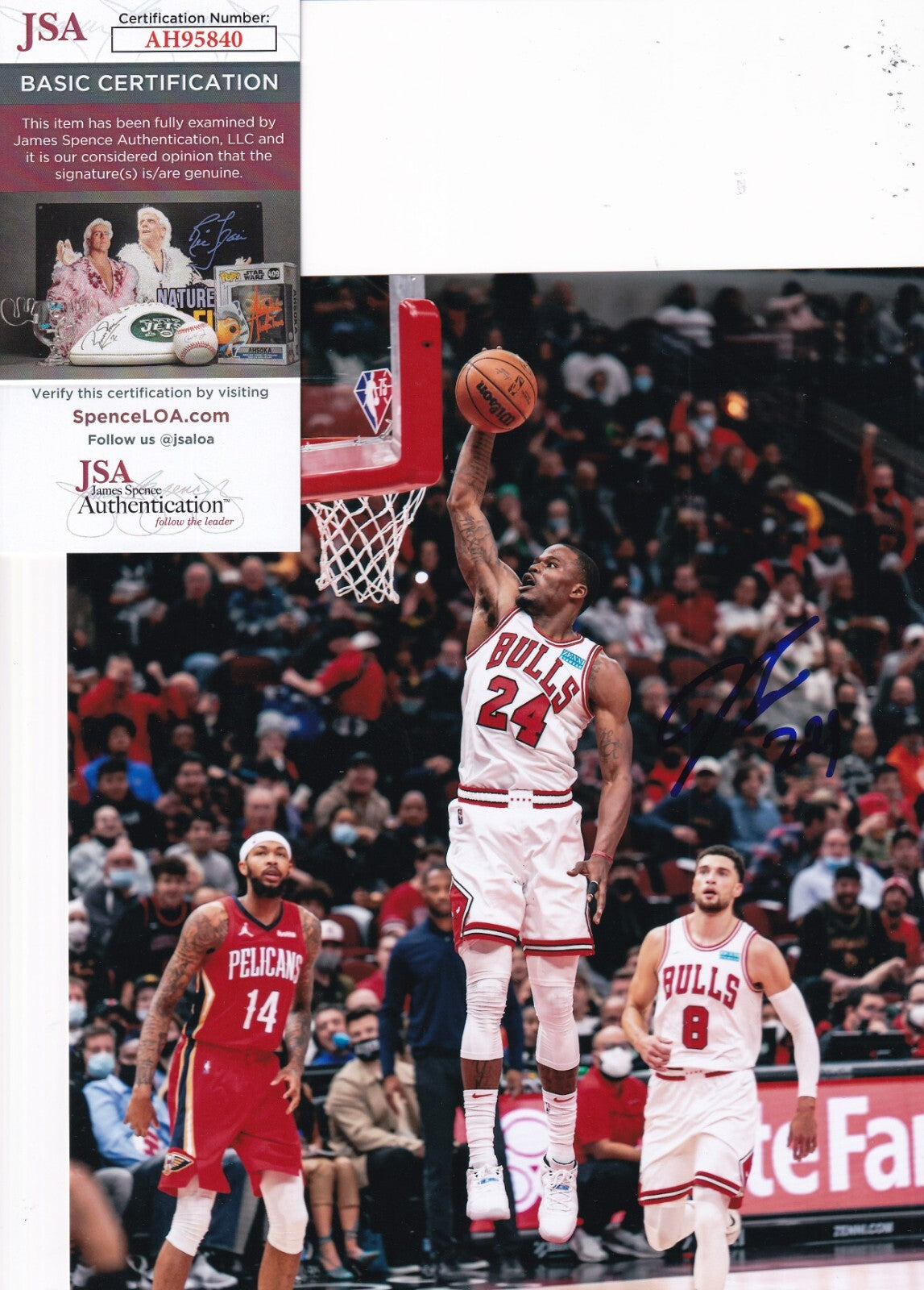 JAVONTE GREEN signed (CHICAGO BULLS) basketball 8X10 photo JSA COA AH95840