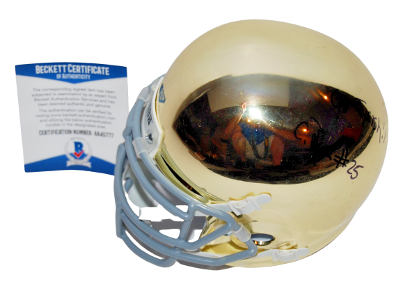 CHRIS TYREE signed (NOTRE DAME IRISH) mini football helmet BECKETT AA45777