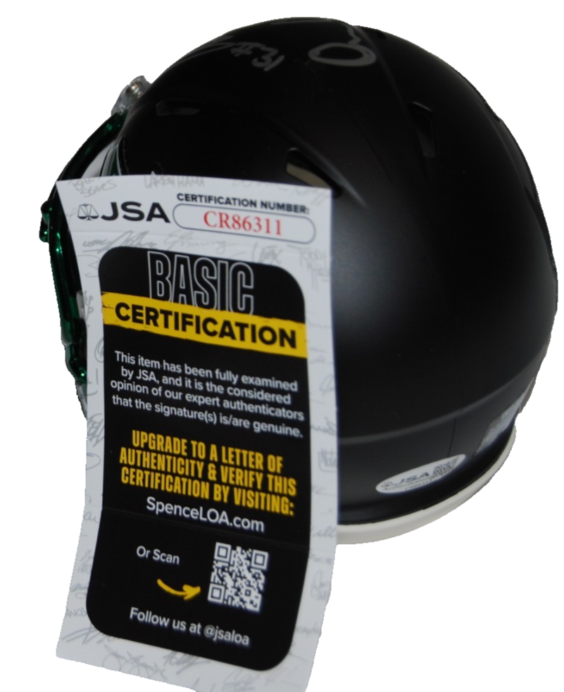 DAVID BAILEY  & OMAR COOPER JR signed (NEW YORK JETS) mini helmet JSA CR86311