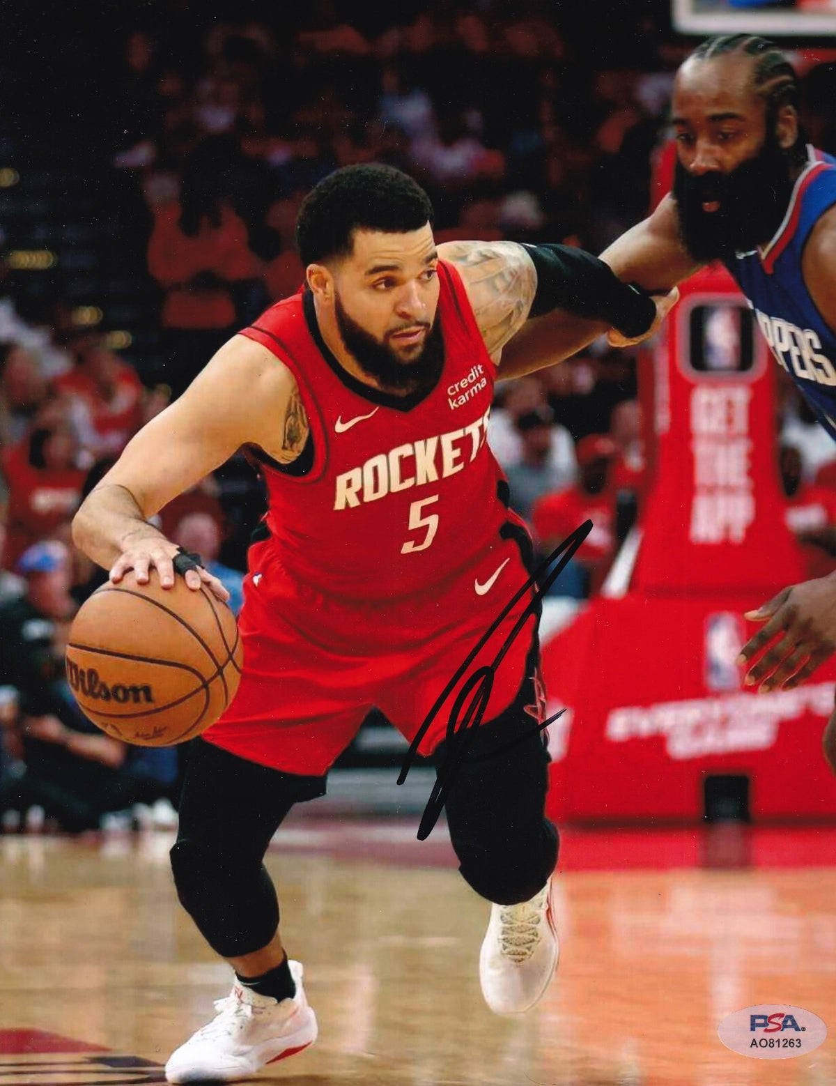 FRED VANVLEET signed (HOUSTON ROCKETS) basketball 8X10 photo PSA/DNA AO81263
