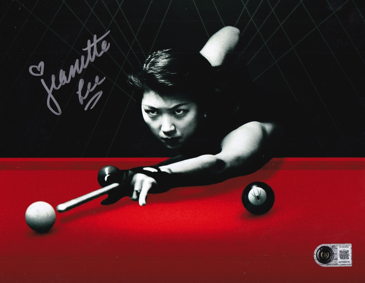 JEANETTE LEE signed (THE BLACK WIDOW) Pool Billiards 8X10 photo BECKETT BY085842