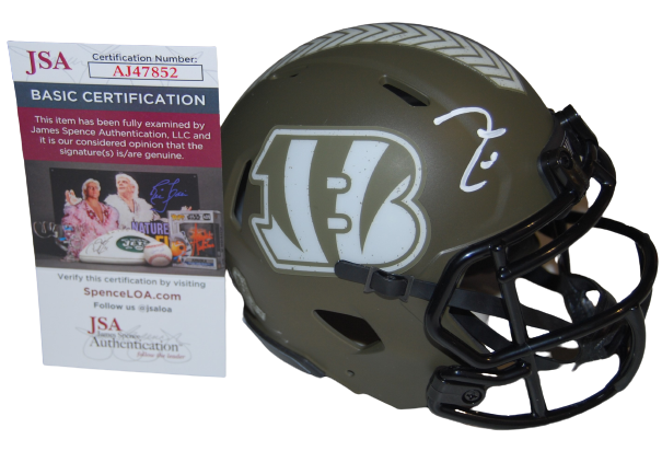 ZAC TAYLOR signed (CINCINNATI BENGALS) Salute mini football helmet JSA AJ47852