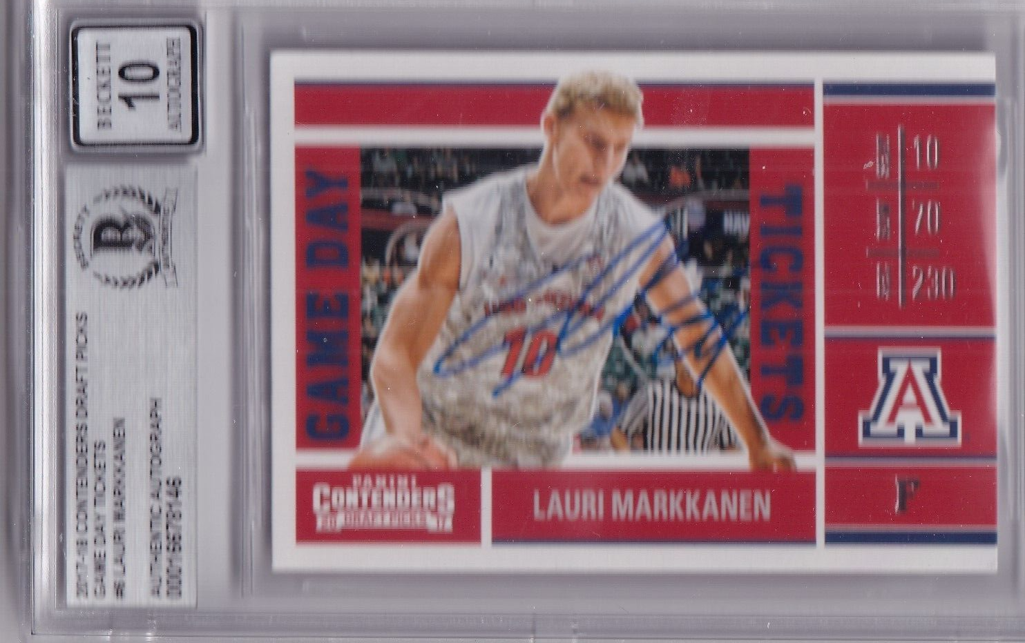 LAURI MARKKANEN signed (2017-18 CONTENDERS) Jazz basketball card BECKETT BAS 10