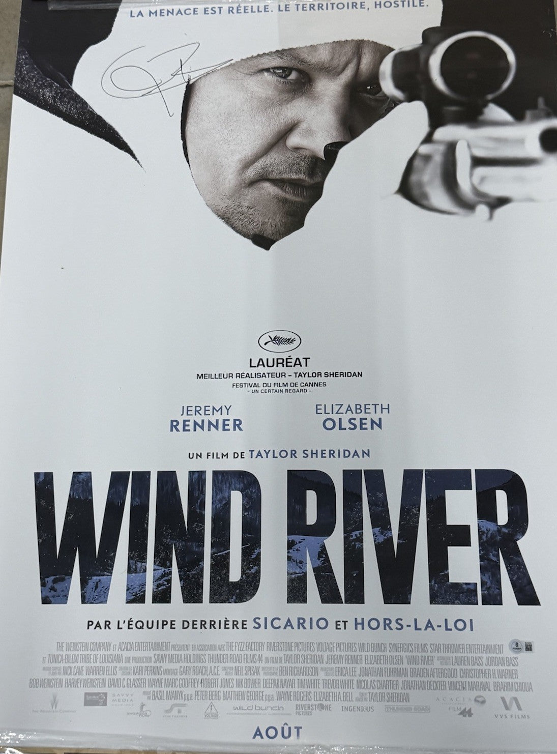 JEREMY RENNER signed (WIND RIVE) One Sided Movie poster photo BECKETT BV13375