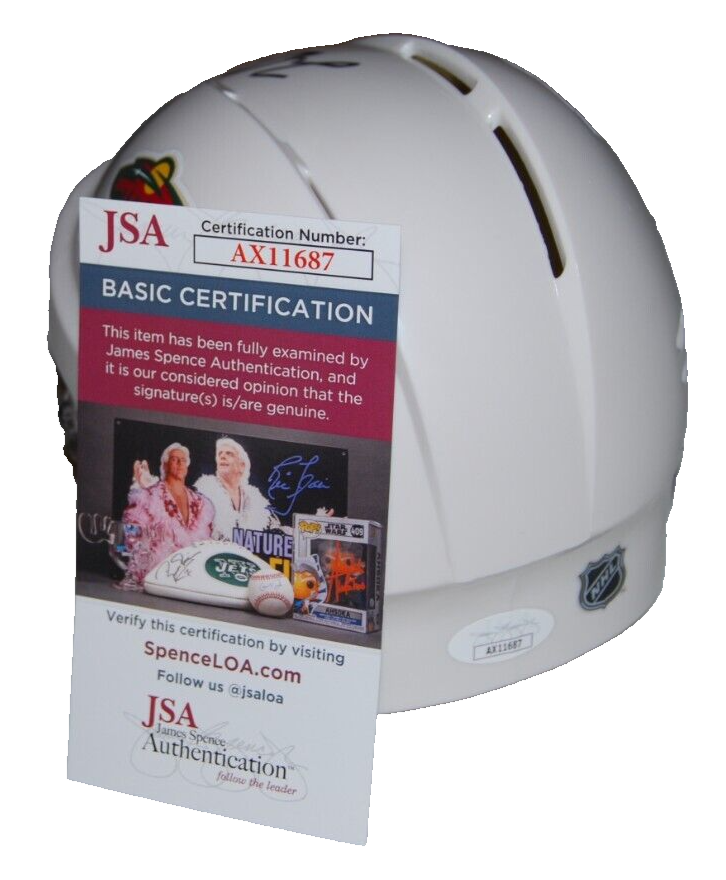 JONAS BRODIN signed (MINNESOTA WILD) autographed Mini Hockey Helmet JSA AX11687