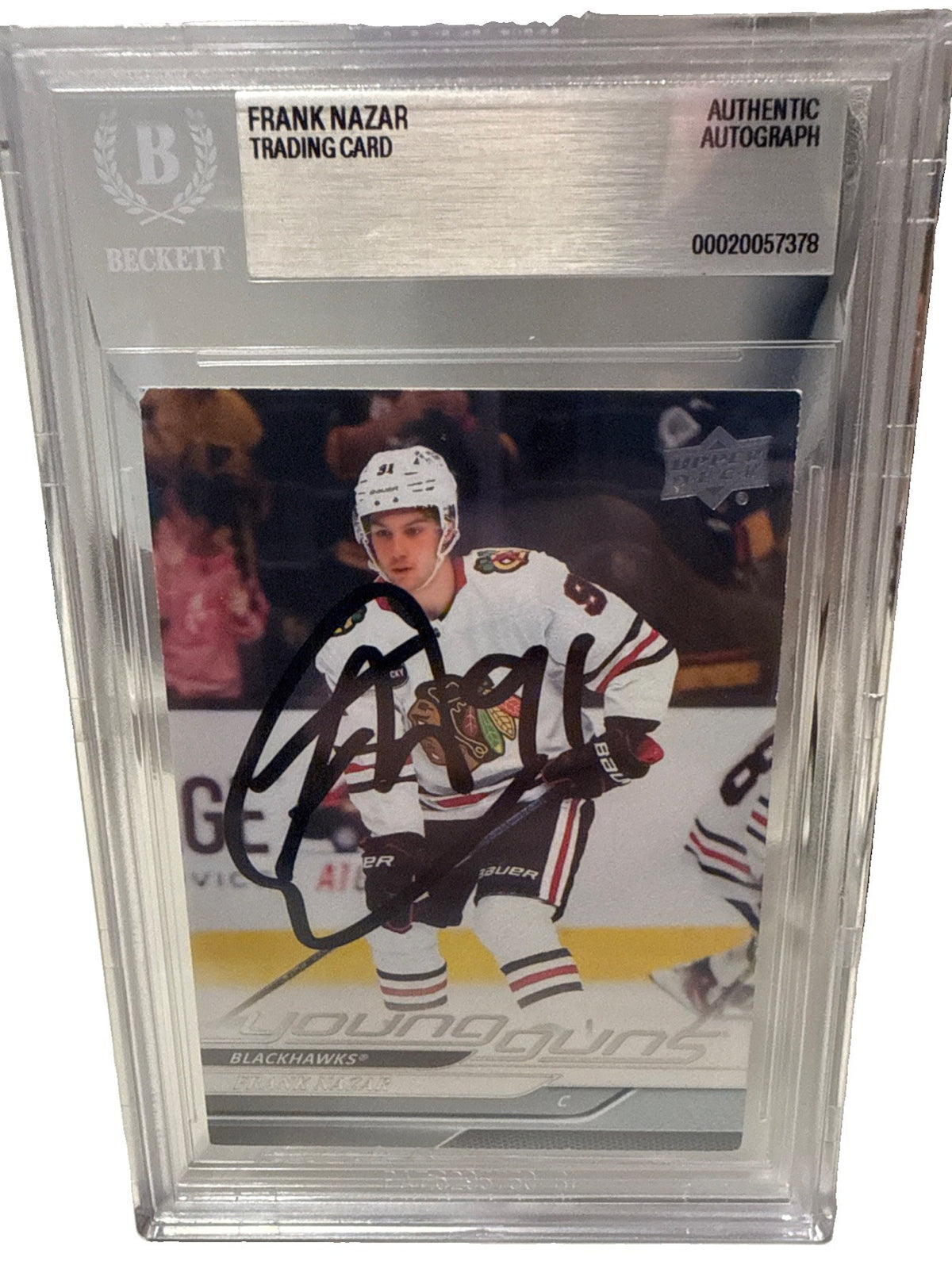FRANK NAZAR signed 2024-25 Chicago Blackhawks Young Guns #227 card RC Beckett FN