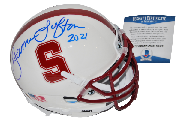 JAMES LOFTON signed (STANFORD CARDINAL) white mini football helmet BECKETT BAS 