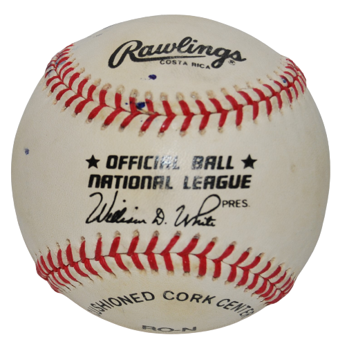 CHRIS CHAMBLISS signed NL baseball (NEW YORK YANKEES) Braves STAINED W/COA