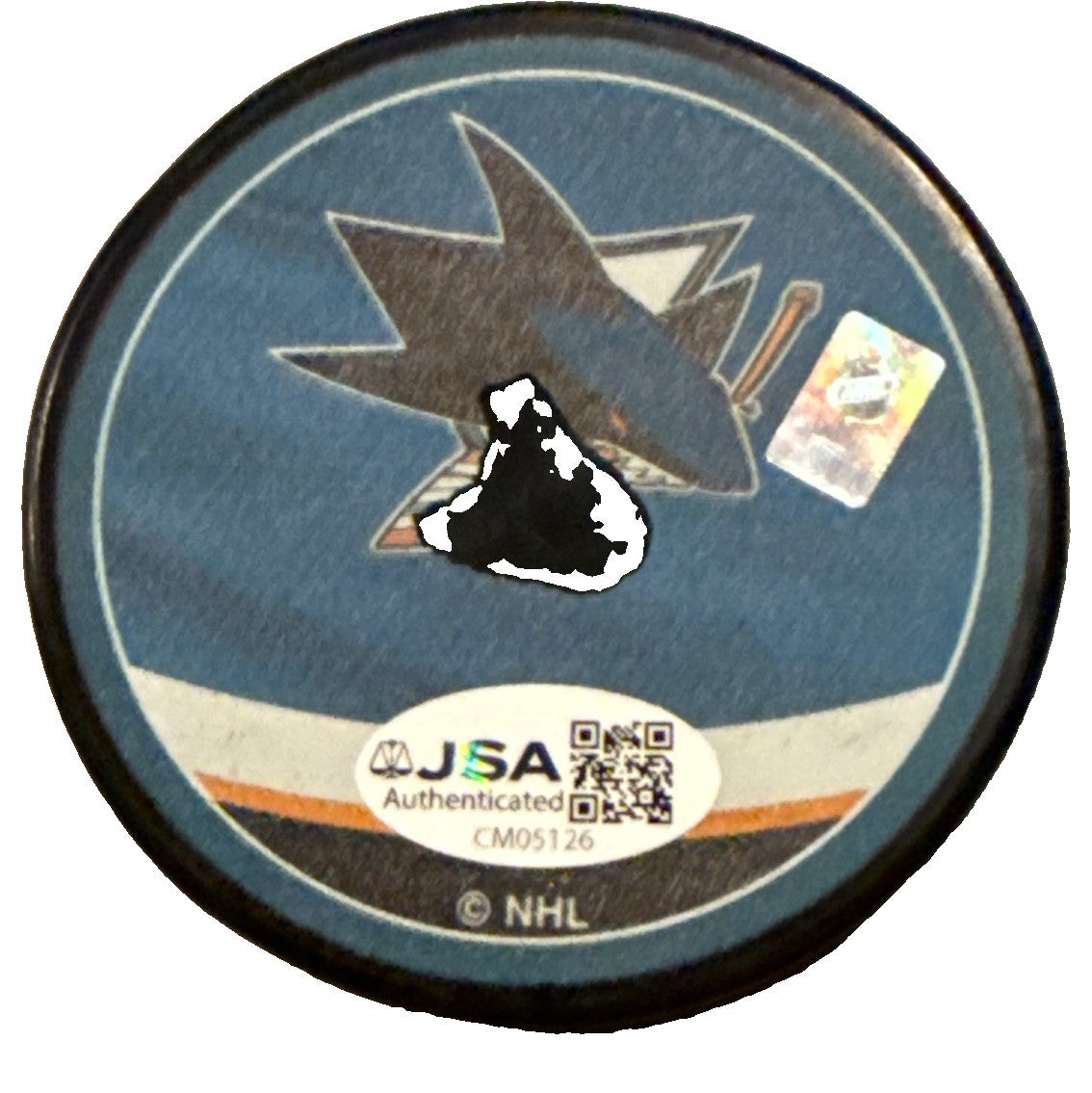 CAM LUND signed (SAN JOSE SHARKS) Reverse Retro Hockey puck JSA COA CM05126