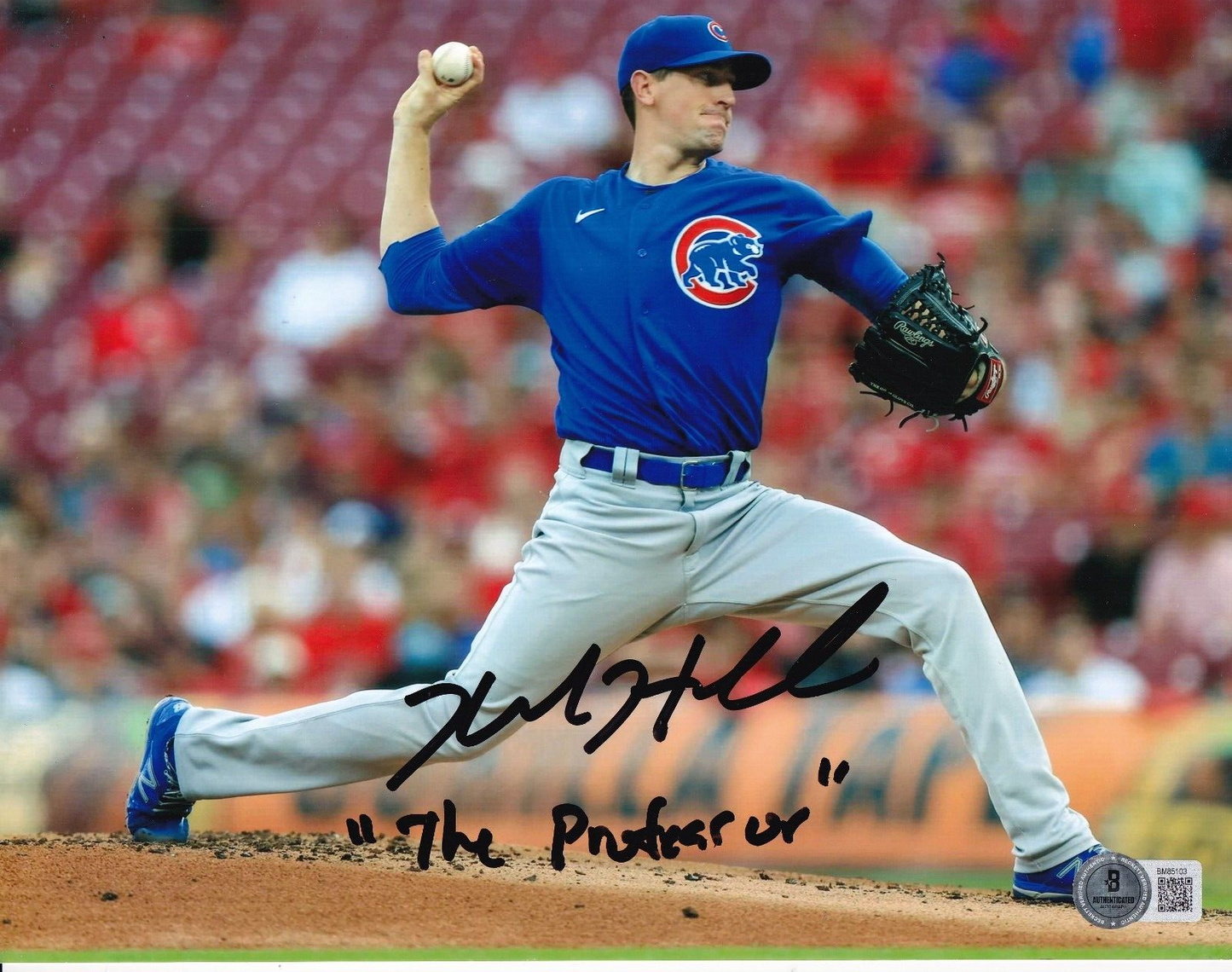 KYLE HENDRICKS signed (CHICAGO CUBS) Baseball 8x10 photo BECKETT BAS BM85103