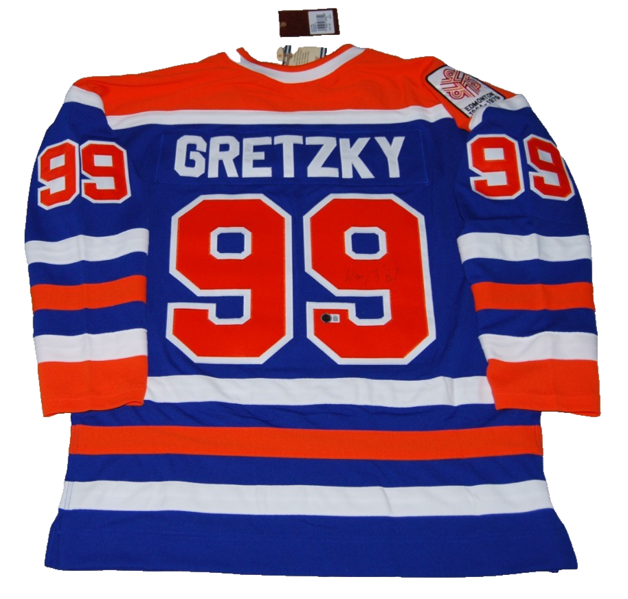 WAYNE GRETZKY signed (EDMONTON OILERS) M&N hockey jersey BECKETT AE38964