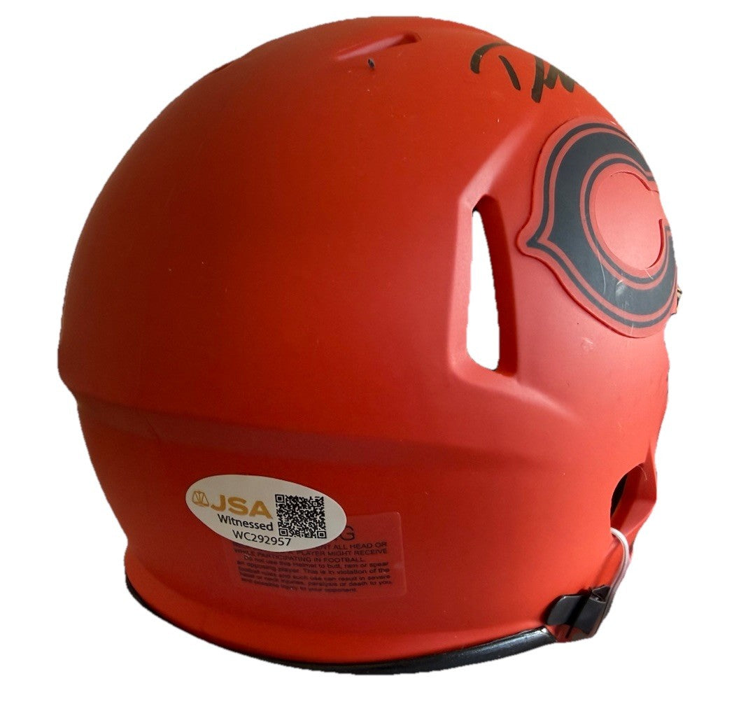 DEANDRE SWIFT signed (CHICAGO BEARS)  Orange mini football helmet  JSA WC292957
