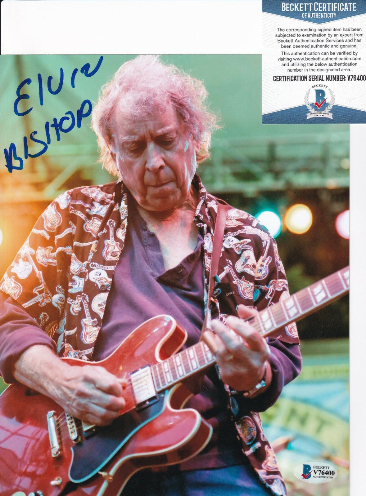 ELVIN BISHOP signed (PAUL BUTTERFIELD BLUES) Music 8X10 photo BECKETT BAS V76400