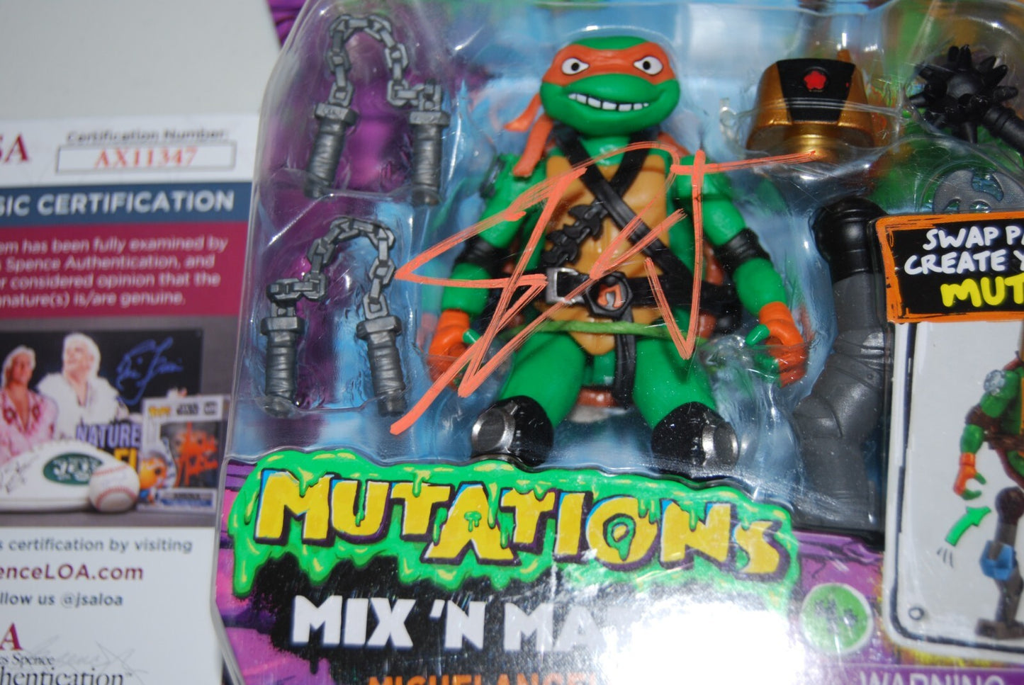 SHAMON BROWN signed TEENAGE MUTANT NINJA TURTLES Michelangelo figure JSAAX11348