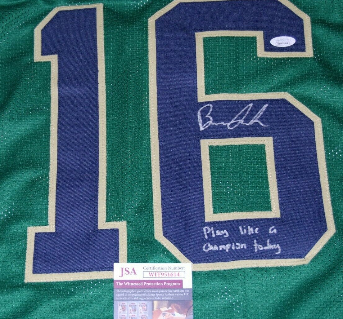 BRANDON JOSEPH signed (NOTRE DAME FIGHTING IRISH) PLACT green custom jersey JSA 