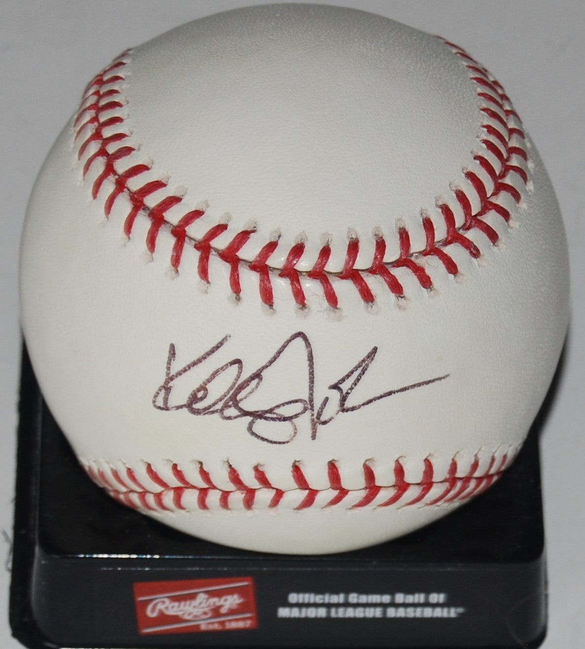 KELLY JOHNSON signed OML baseball *NEW YORK METS* W/COA ATLANTA BRAVES